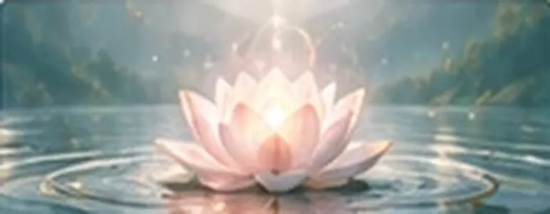 A pink lotus glowing on still water